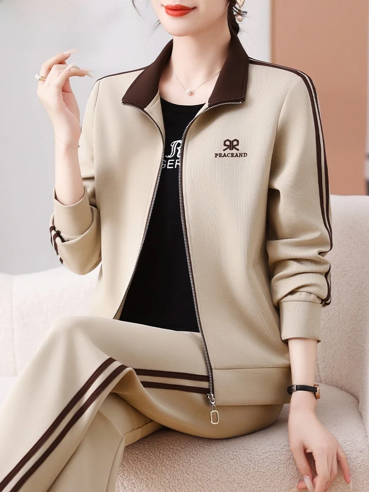Spring Faion Outerwear Casual Sports Women's Tee-Piece Set Middle-Aged And ly Spring Autumn Set Sli T-irt
Spring Faion Outerwear Casual Sports Women's Tee-Piece Set Middle-Aged And ly Spring Autumn Set Sli T-irt