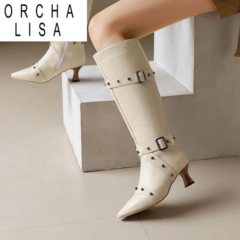 ORCHA LISA/женские сапоги до колена с острым носком и заклепками на каблуке, украшение, размер 48, 49, 50, модные ботильоны
ORCHA LISA/женские сапоги до колена с острым носком и заклепками на каблуке, украшение, размер 48, 49, 50, модные ботильоны