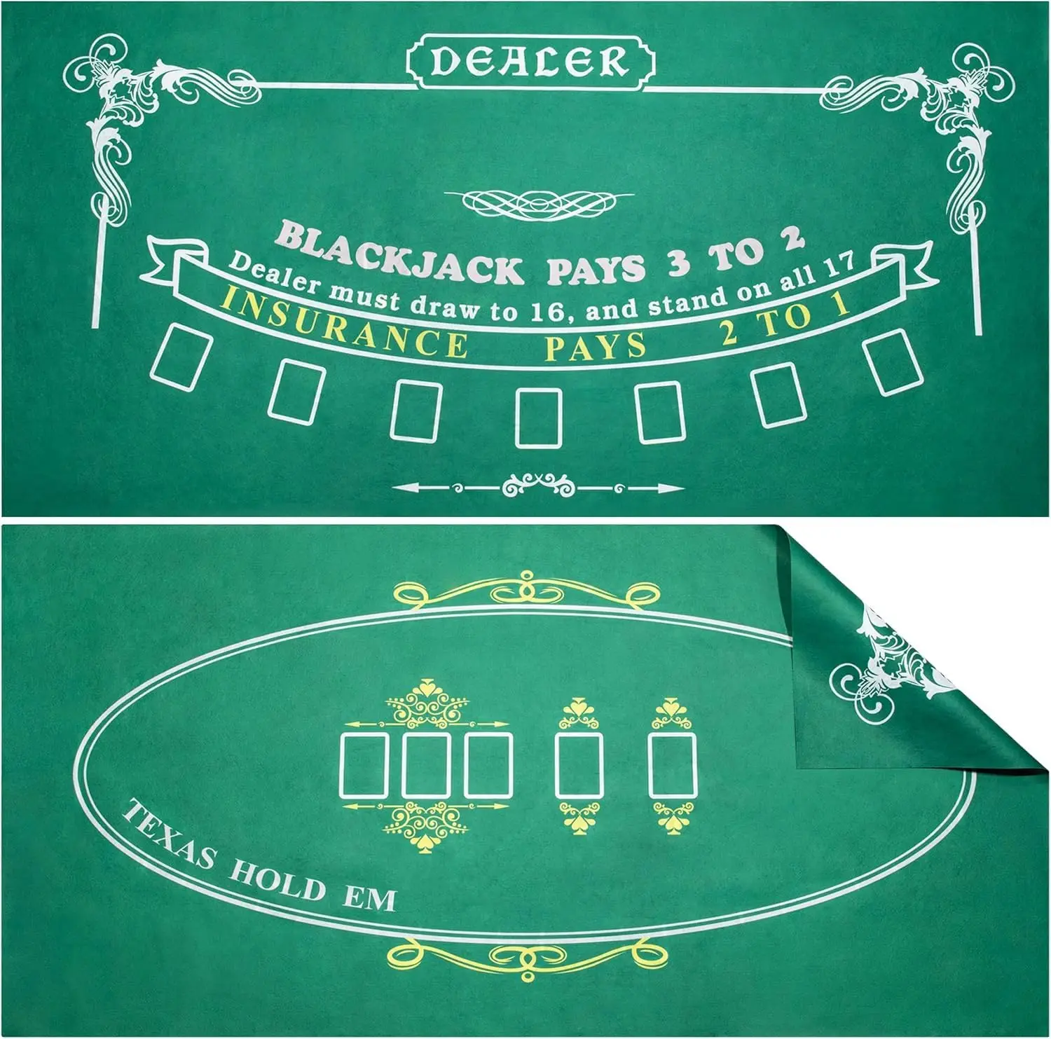 Double-Sided Poker Mat 36x72in with Storage Case, Casino Felt Cover for Blackjack & Texas Hold'em
Double-Sided Poker Mat 36x72in with Storage Case, Casino Felt Cover for Blackjack & Texas Hold'em