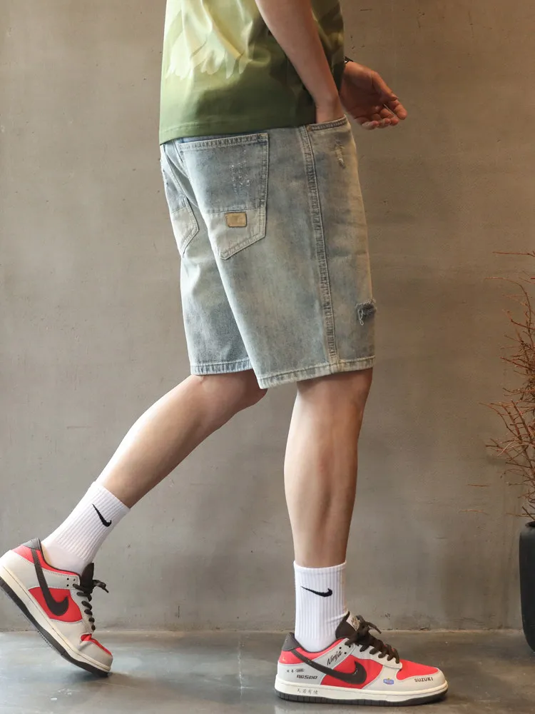 American Style Men's Ripped Denim Shorts Straight Leg Loose Fit Summer New Trend Brand Versatile Casual Five-Quarter Pants
American Style Men's Ripped Denim Shorts Straight Leg Loose Fit Summer New Trend Brand Versatile Casual Five-Quarter Pants