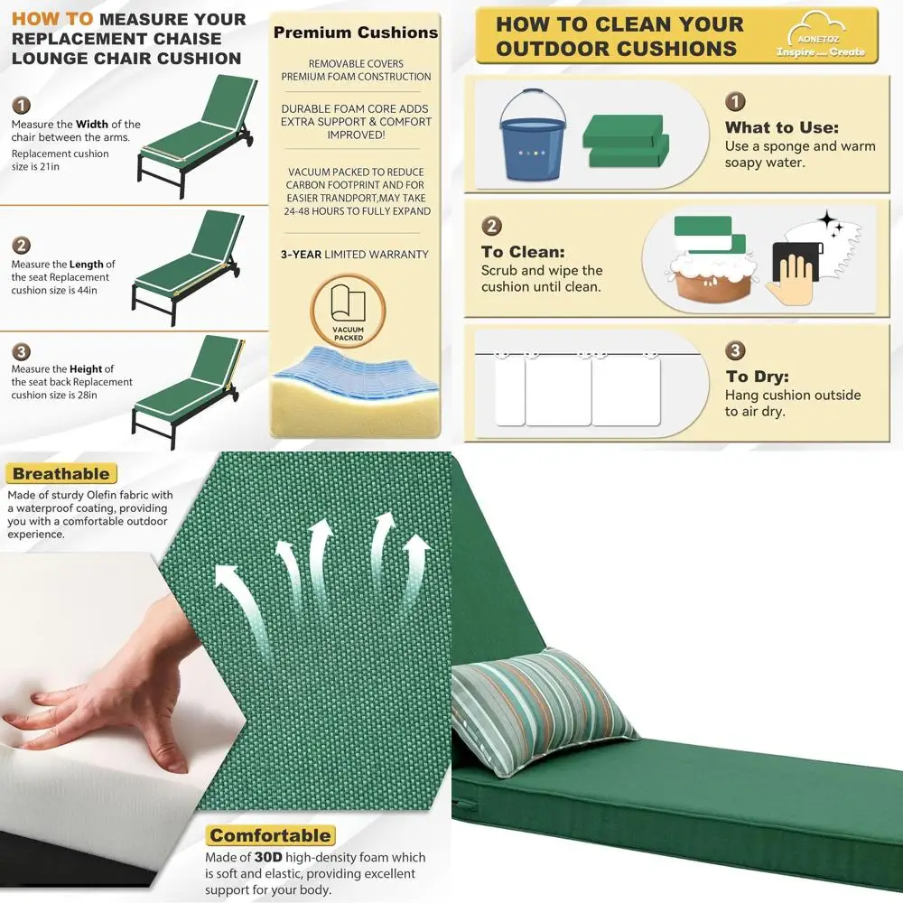 Waterproof Fade-Resistant Outdoor Chaise Lounge Cushion with Removable Cover and Pillow for Patio Chairs
Waterproof Fade-Resistant Outdoor Chaise Lounge Cushion with Removable Cover and Pillow for Patio Chairs