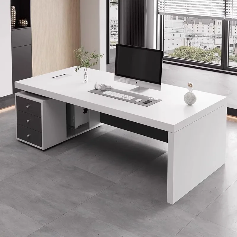 Single Office Portfolio Simple Modern Boss Office Book Computer Financial Manager Desk Supervisor