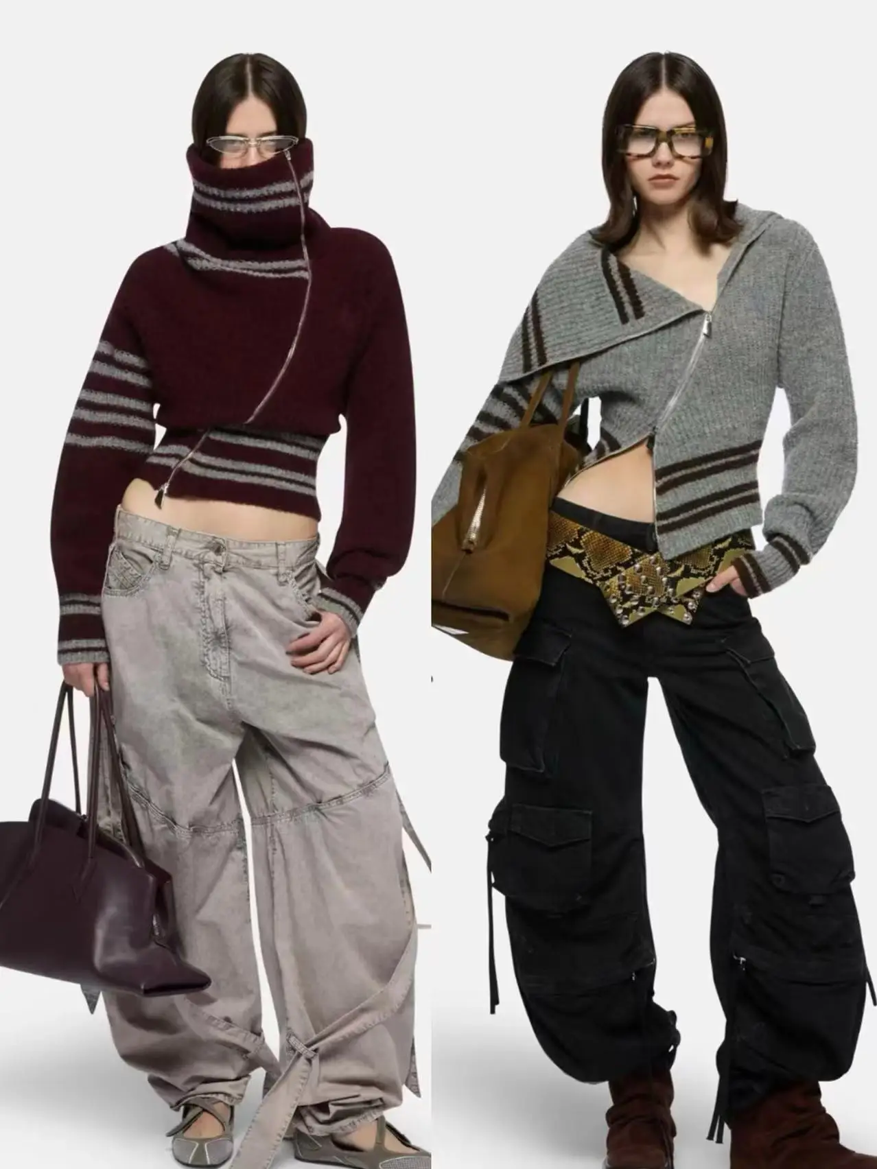 Retro Fashionable Zipper Large Collar Color Block Striped Knitted Wool Sweater Top Short Jacket Two Colors Street Style Loose...
Retro Fashionable Zipper Large Collar Color Block Striped Knitted Wool Sweater Top Short Jacket Two Colors Street Style Loose...