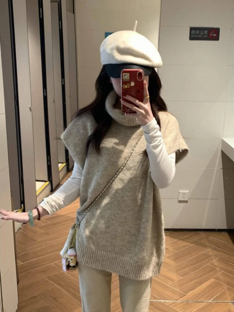 Korean Style Lazy High Collar Knitted Vest Women's Loose Shoulder Sweater Sleeveless Top Spring Initial Outerwear
Korean Style Lazy High Collar Knitted Vest Women's Loose Shoulder Sweater Sleeveless Top Spring Initial Outerwear