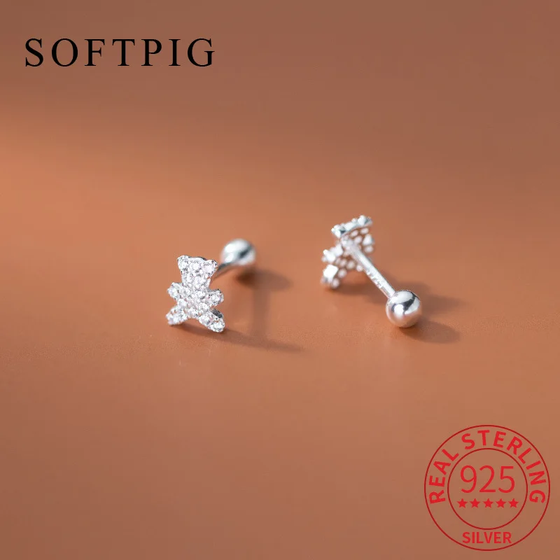 SOFTPIG Real 925 Sterling Silver Full Zircon Bear Screw Bead Stud Earrings For Women Cute Animal Fine Jewelry Trendy Accessories
SOFTPIG Real 925 Sterling Silver Full Zircon Bear Screw Bead Stud Earrings For Women Cute Animal Fine Jewelry Trendy Accessories