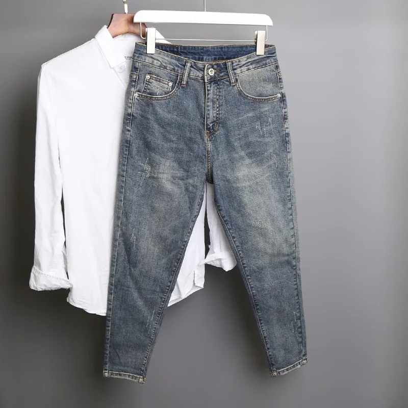 Luxury Man Clothing Brands Summer New Blue Slightly Conical Thin Jeans Trendy Men's Slim-fit Elastic Loose Small Feet Trousers
Luxury Man Clothing Brands Summer New Blue Slightly Conical Thin Jeans Trendy Men's Slim-fit Elastic Loose Small Feet Trousers
