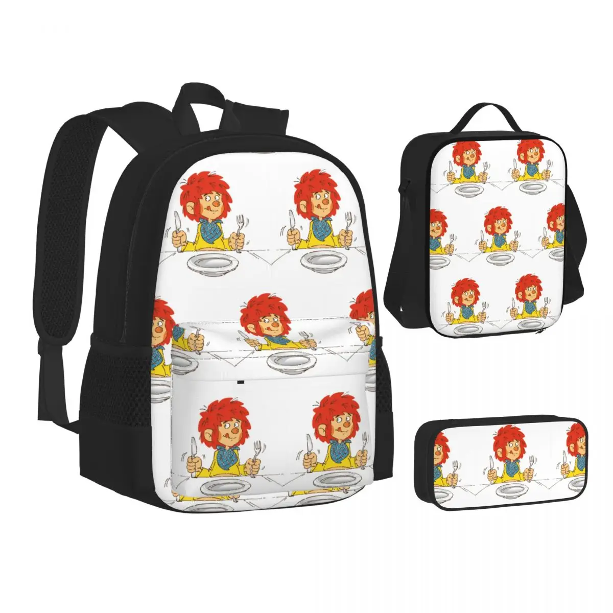 Pumuckl Meal Time Backpacks Boys Girls Bookbag School Bags Children Rucksack Lunch Bag Pen Bag Three-Piece Set
Pumuckl Meal Time Backpacks Boys Girls Bookbag School Bags Children Rucksack Lunch Bag Pen Bag Three-Piece Set