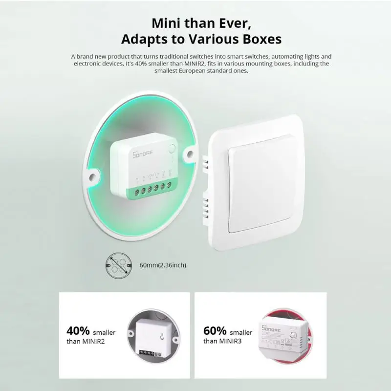 SONOFF Ewelink MINIR4M Extreme Wi-Fi умный переключатель приложение для умного дома дистанционное управление Alexa Google Assistant Smartthings
SONOFF Ewelink MINIR4M Extreme Wi-Fi умный переключатель приложение для умного дома дистанционное управление Alexa Google Assistant Smartthings