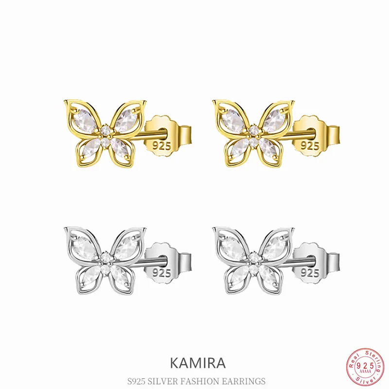 KAMIRA Real 925 Sterling Silver Charm Butterfly Zircon Stud Earrings for Women Wedding Party Delicate Sweet Elegant Jewelry Gift
KAMIRA Real 925 Sterling Silver Charm Butterfly Zircon Stud Earrings for Women Wedding Party Delicate Sweet Elegant Jewelry Gift