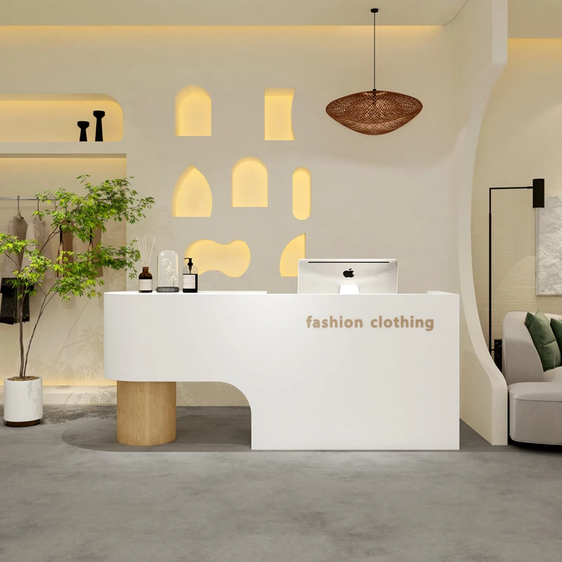 Company hotel front desk curved reception desk modern beauty salon club commercial small shop bar counter cashier desk
Company hotel front desk curved reception desk modern beauty salon club commercial small shop bar counter cashier desk