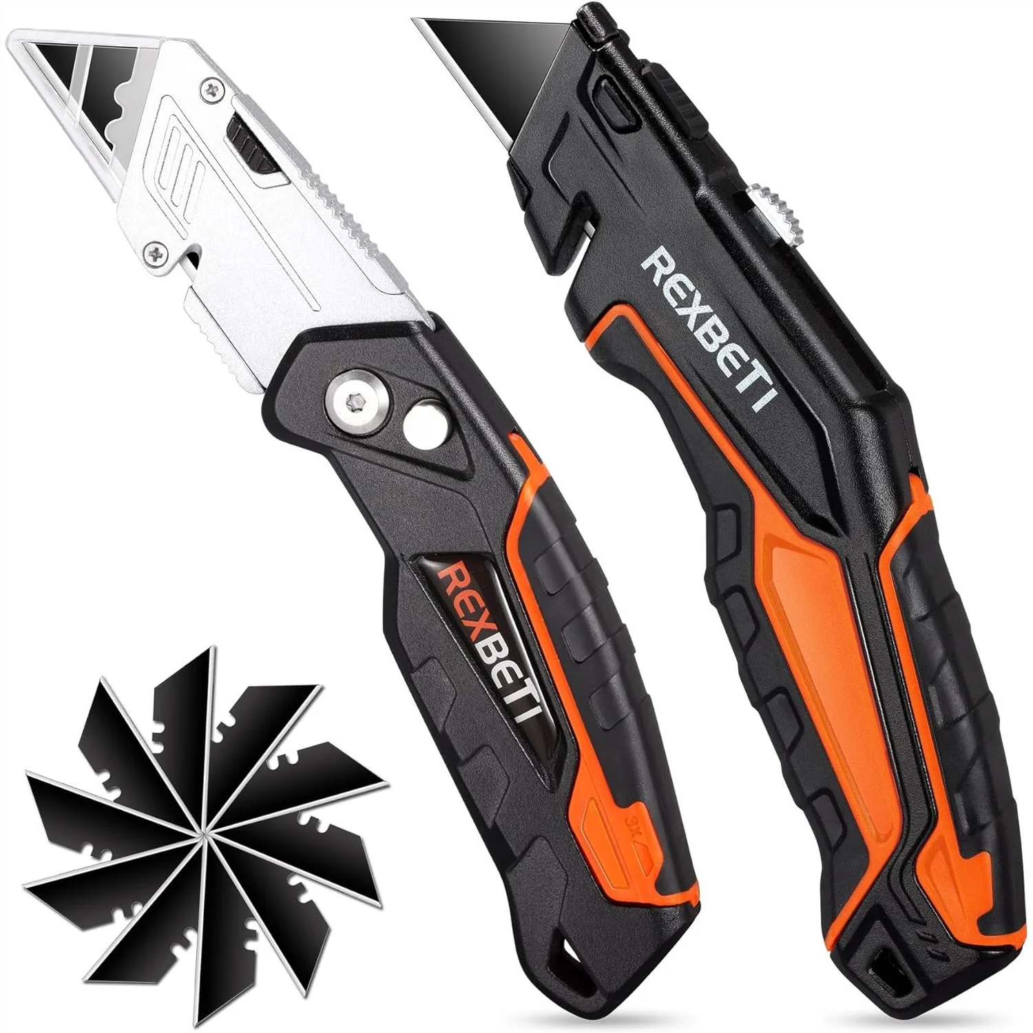 2-Pack Utility Knife with SK5 Heavy Duty Retractable Box Cutter for Cartons, Cardboard, Boxes, Blade Storage, 18 Blades
2-Pack Utility Knife with SK5 Heavy Duty Retractable Box Cutter for Cartons, Cardboard, Boxes, Blade Storage, 18 Blades