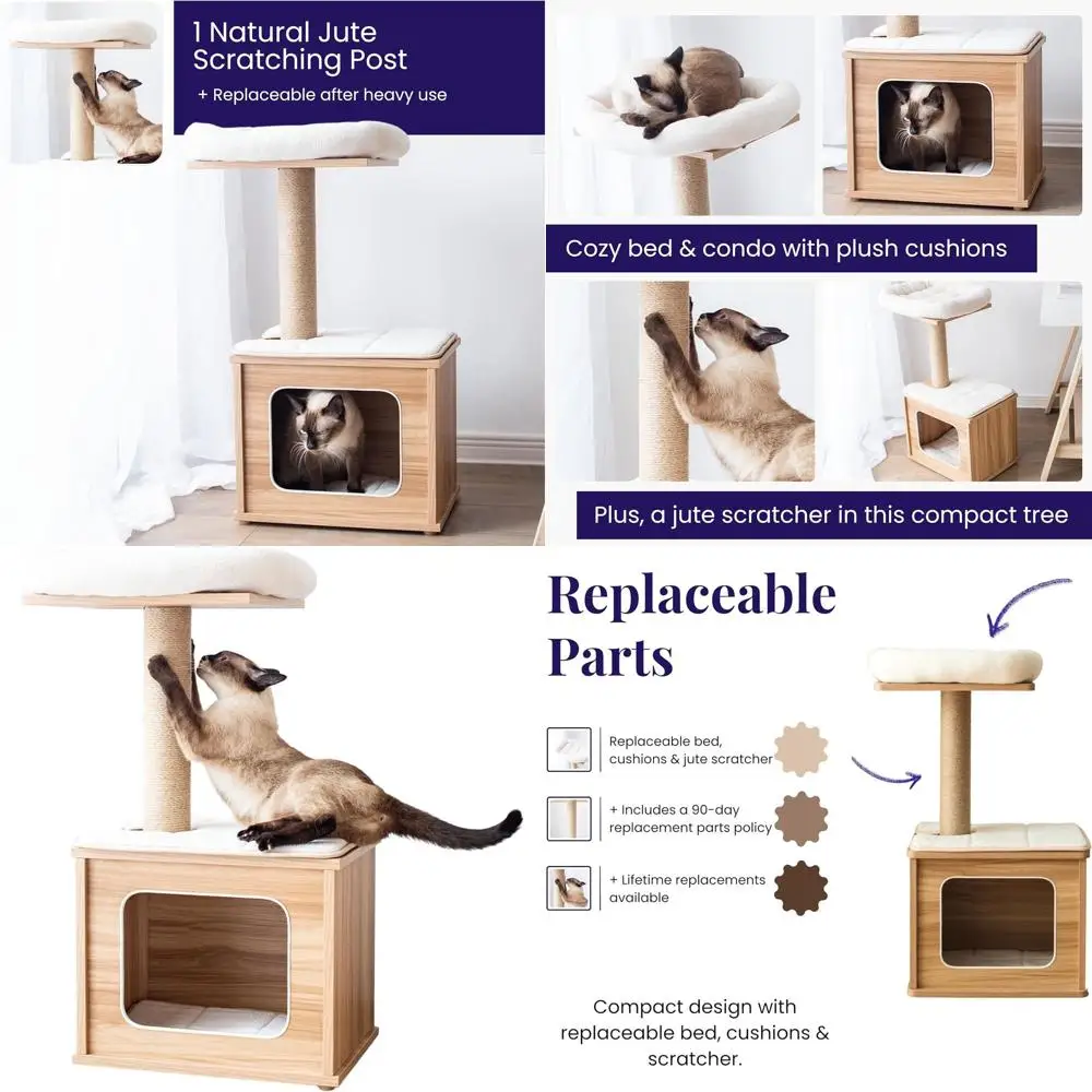 Высокий 3-ярусный деревянный кошачий домик 29.7 дюймов с ламинированным покрытием, большой основанием, мягкими ступенями, джутовым стержнем для когтеточков, простая сборка для маленьких кошек, Bro
Высокий 3-ярусный деревянный кошачий домик 29.7 дюймов с ламинированным покрытием, большой основанием, мягкими ступенями, джутовым стержнем для когтеточков, простая сборка для маленьких кошек, Bro