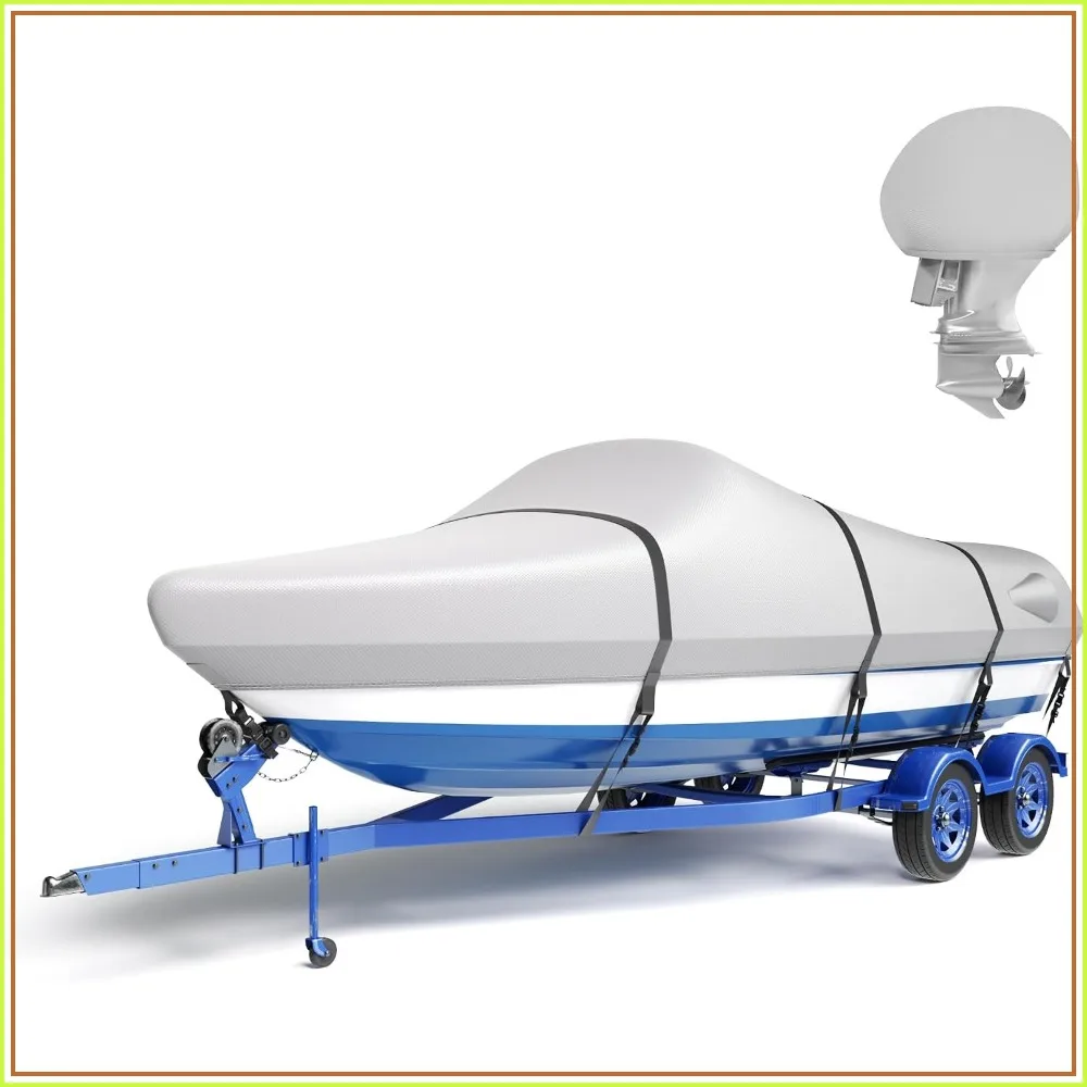 Boat Cover 17-19 ft, 900D Heavy Duty Waterproof, Trailerable for Bass Boat V-Hull Runabout, All Weather Protection with Straps, Grey
Boat Cover 17-19 ft, 900D Heavy Duty Waterproof, Trailerable for Bass Boat V-Hull Runabout, All Weather Protection with Straps, Grey