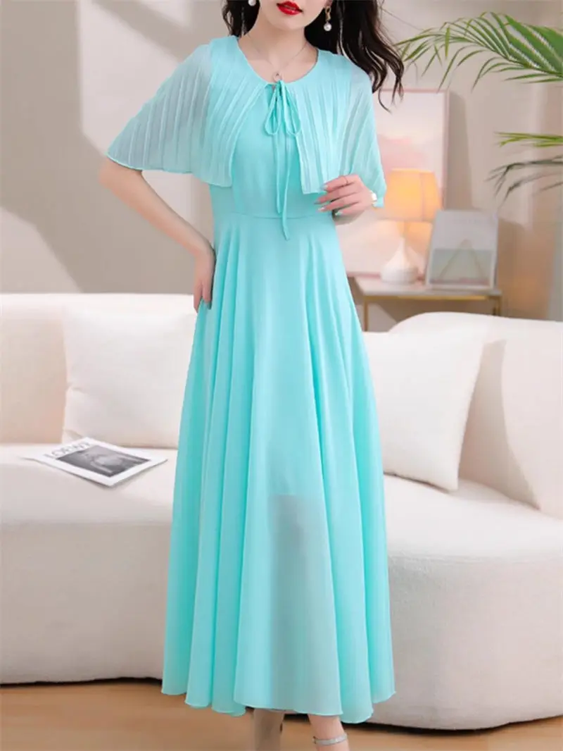 2023 Summer Luxury Shawl Neck Travel Silk Dress Temperament Waist Wrapped Chiffon Beach Dresst For Women Elegant Vestidos Z2351
2023 Summer Luxury Shawl Neck Travel Silk Dress Temperament Waist Wrapped Chiffon Beach Dresst For Women Elegant Vestidos Z2351