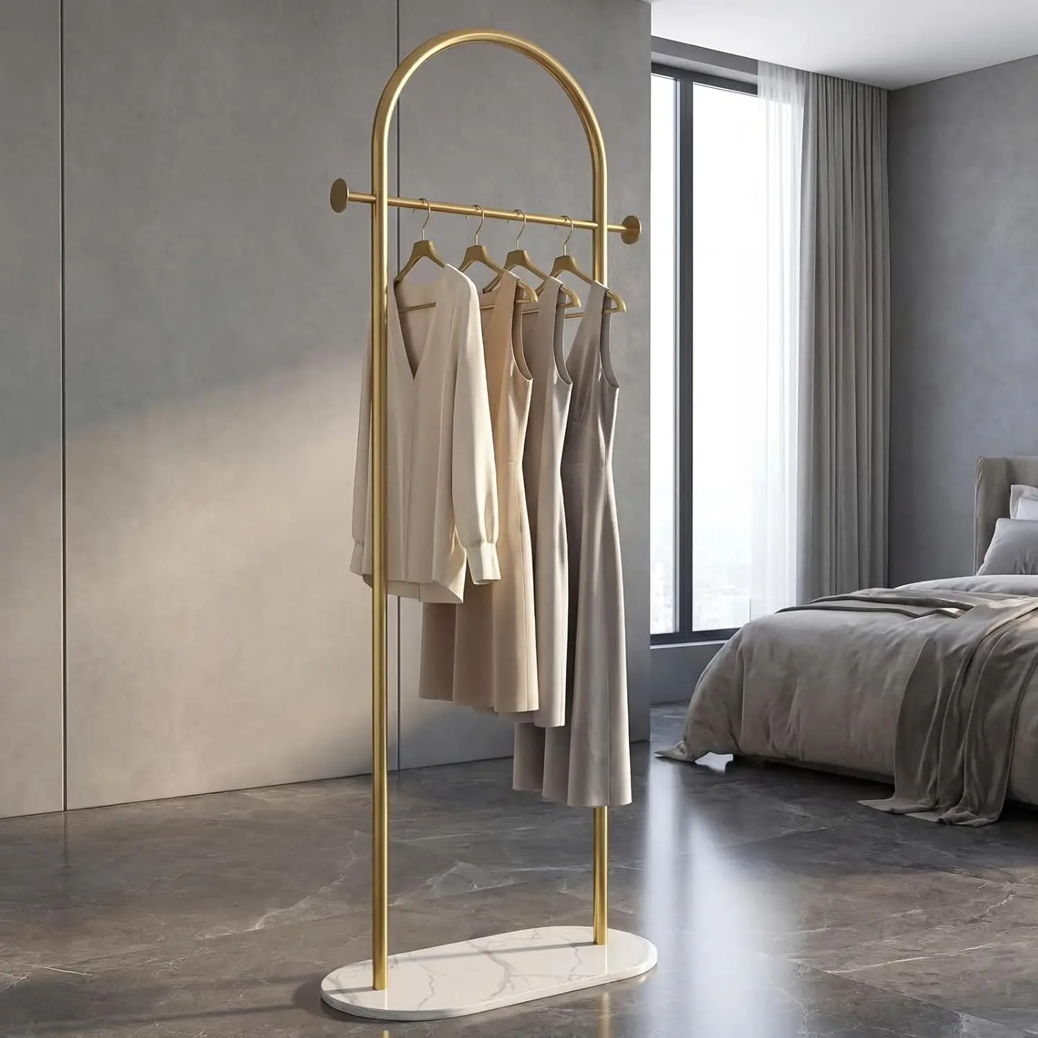 Modern Gold Clothing Rack with Shelf, Heavy Duty Freestanding Coat Hanger Stand for Boutique Office
Modern Gold Clothing Rack with Shelf, Heavy Duty Freestanding Coat Hanger Stand for Boutique Office