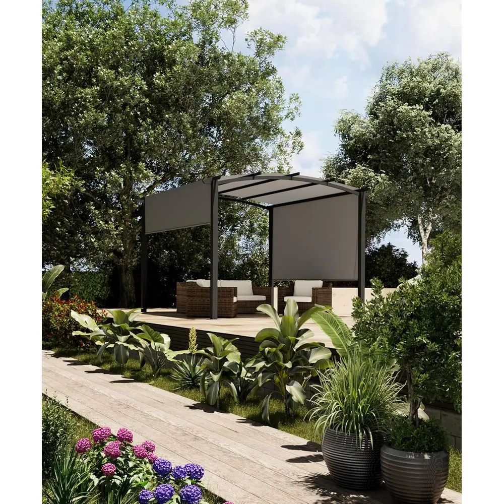 10 t x 10 t Outdoor Arched Pergola, Metal Gazebo with Retractable Sun Shade or Backyards, Lawn, Patios (Grey)
10 t x 10 t Outdoor Arched Pergola, Metal Gazebo with Retractable Sun Shade or Backyards, Lawn, Patios (Grey)