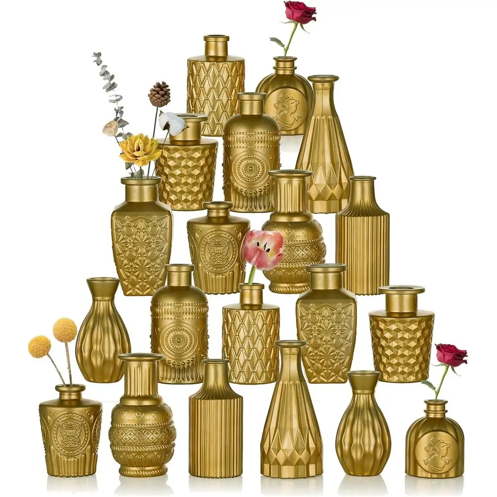 n Small Glass Vases or Centerpieces - 20pcs k Gold Bud Vase in Bulk, Mini Vintage Decorative Single lower Vase or Wedding Birthd
n Small Glass Vases or Centerpieces - 20pcs k Gold Bud Vase in Bulk, Mini Vintage Decorative Single lower Vase or Wedding Birthd