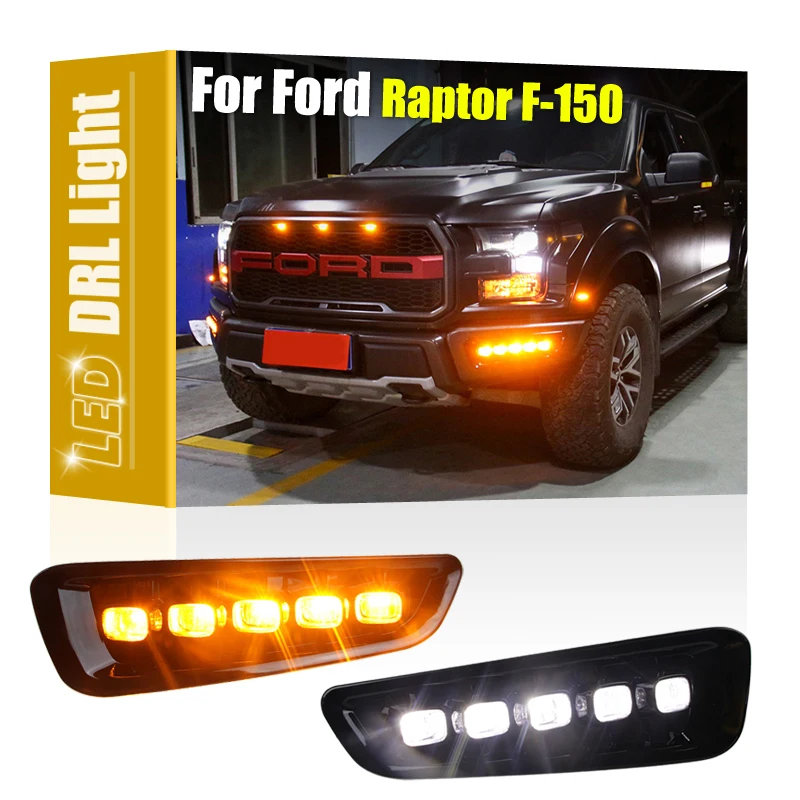 Car accessories 1 Pair DRL LED Daytime Running Lights with Turn Signal Fog Lamp For Ford Raptor SVT F150 2016-2020
Car accessories 1 Pair DRL LED Daytime Running Lights with Turn Signal Fog Lamp For Ford Raptor SVT F150 2016-2020