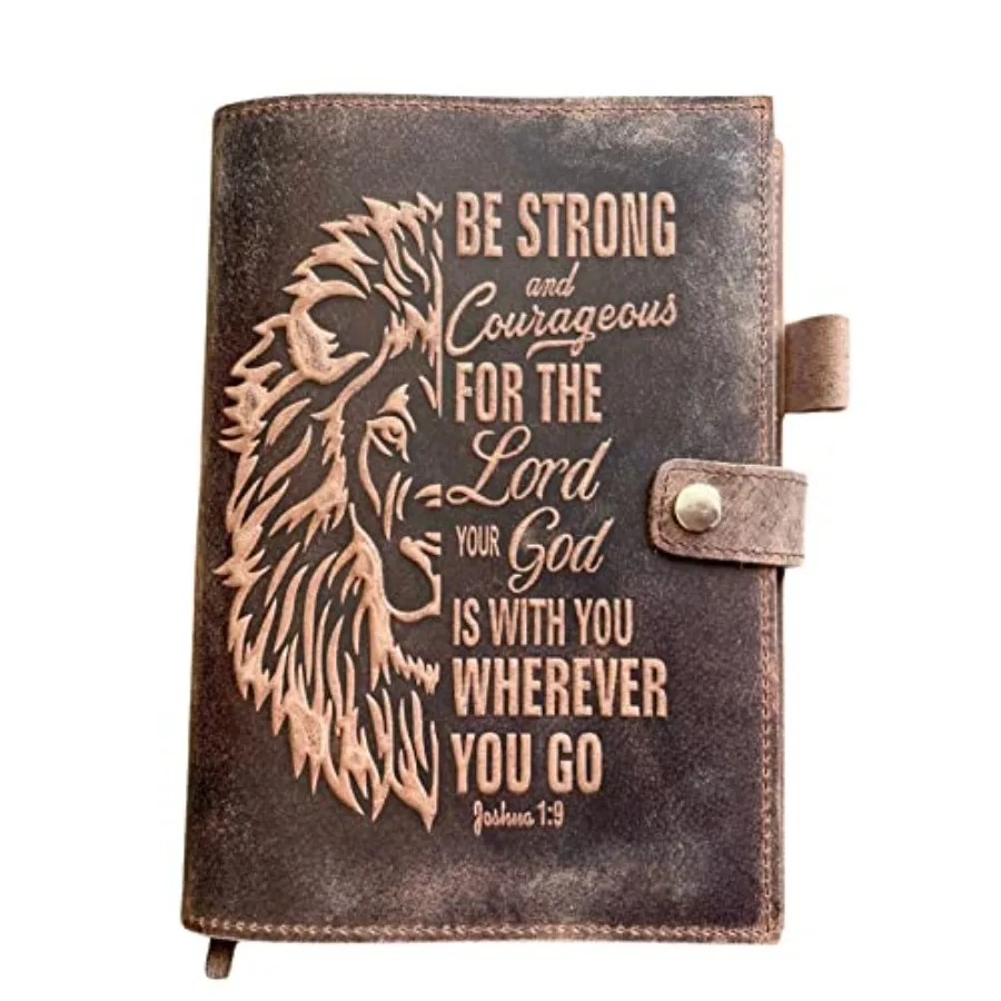 Genuine Leather Christian Journal - Joshua 1:9 Be Strong and Courageous Lion of Judah Notebook Rustic Religious Scripture Diary
Genuine Leather Christian Journal - Joshua 1:9 Be Strong and Courageous Lion of Judah Notebook Rustic Religious Scripture Diary