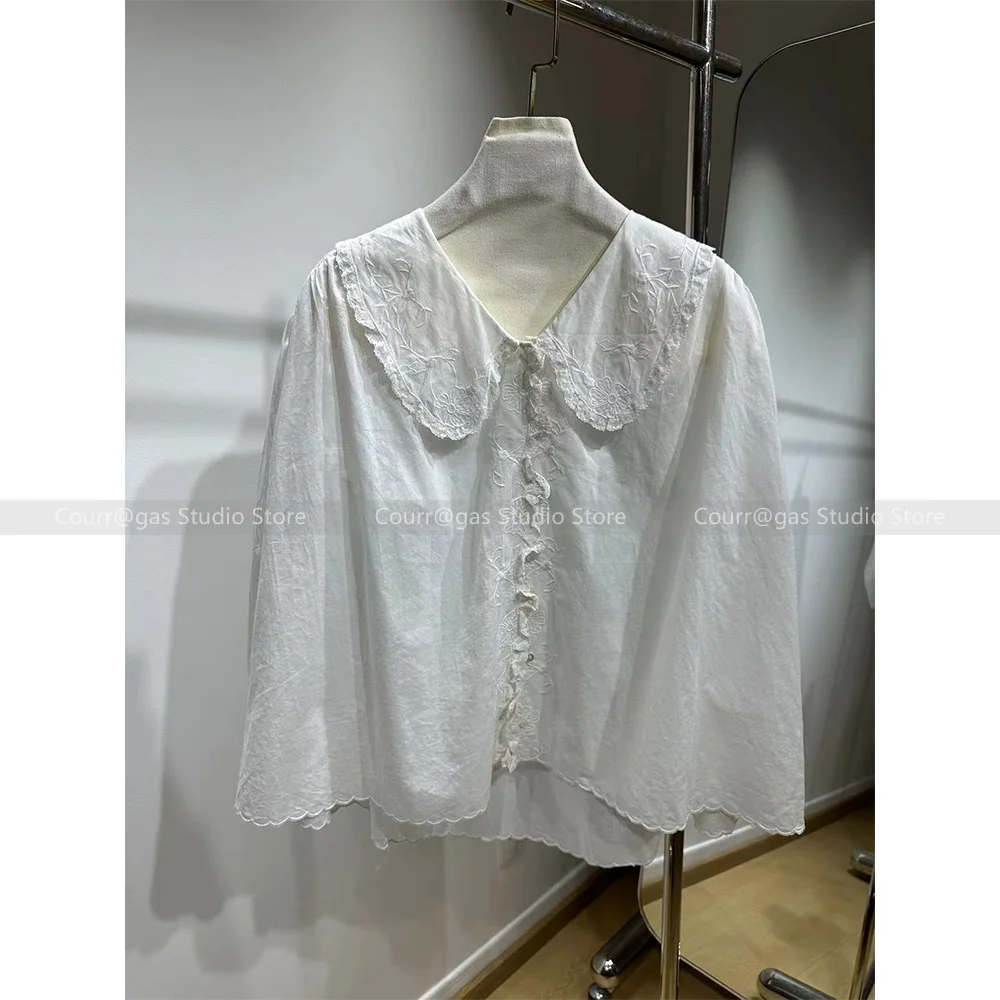 French niche temperament ageing cotton embroidery loose doll collar blouse shirt 24 spring and summer new
French niche temperament ageing cotton embroidery loose doll collar blouse shirt 24 spring and summer new