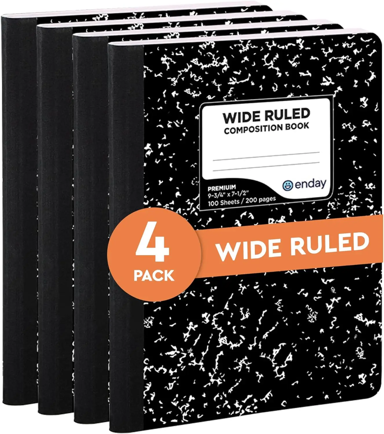 Wide Ruled Composition Notebook 4-Pack, 100 Sheets, Marble Hard Cover, Black & White
Wide Ruled Composition Notebook 4-Pack, 100 Sheets, Marble Hard Cover, Black & White