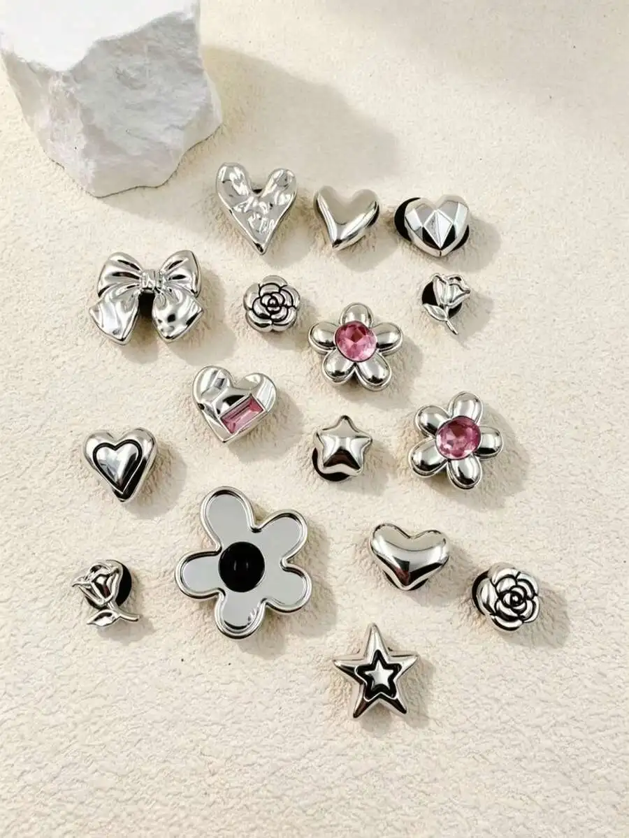 16pcs Electroplated Resin Bow Heart Flower Shoe Decorations Removable DIY Accessories For Sandals
16pcs Electroplated Resin Bow Heart Flower Shoe Decorations Removable DIY Accessories For Sandals