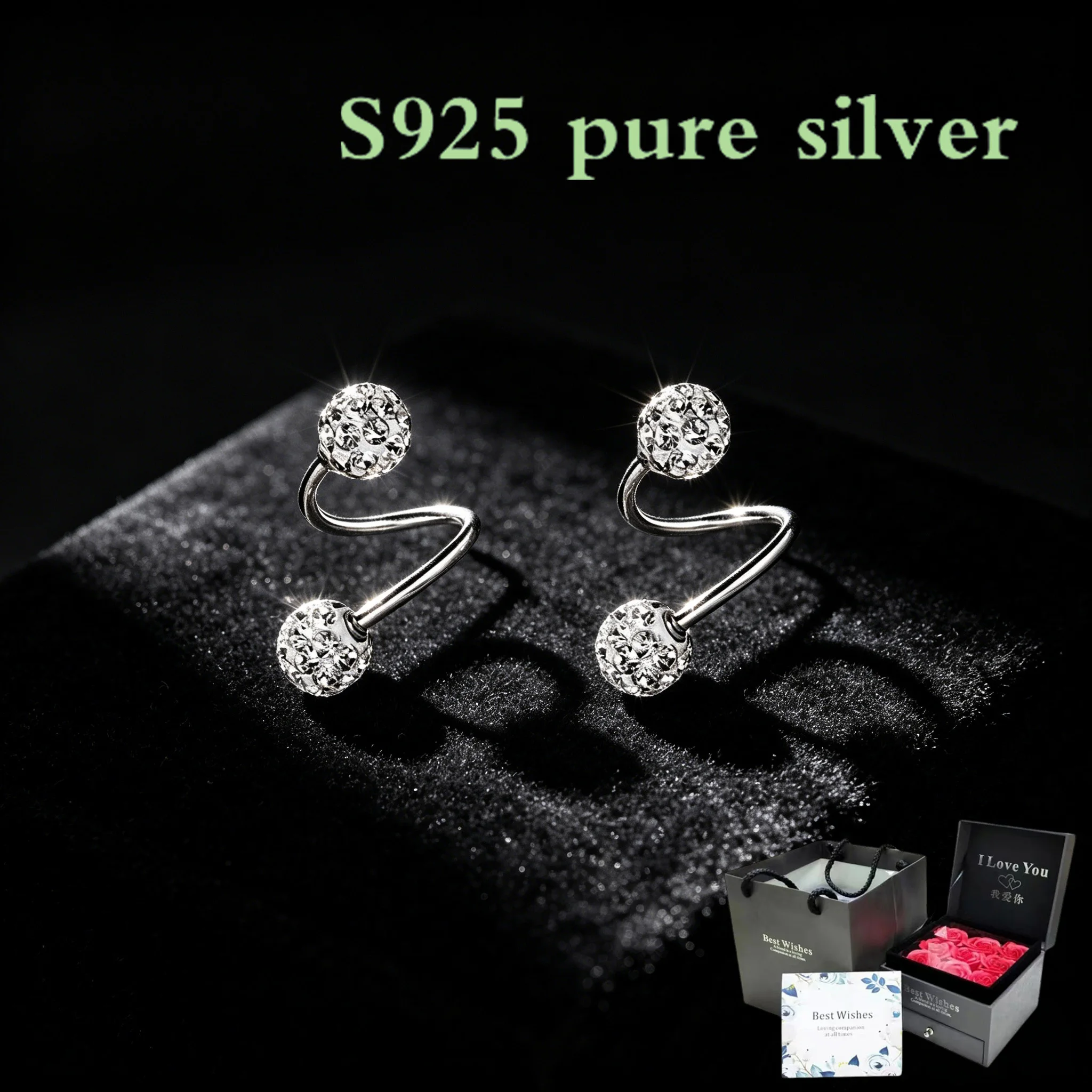 S925 pure silver sparkly stud earrings, S-shaped zirconia spheres, highly versatile and suitable for all occasions
S925 pure silver sparkly stud earrings, S-shaped zirconia spheres, highly versatile and suitable for all occasions