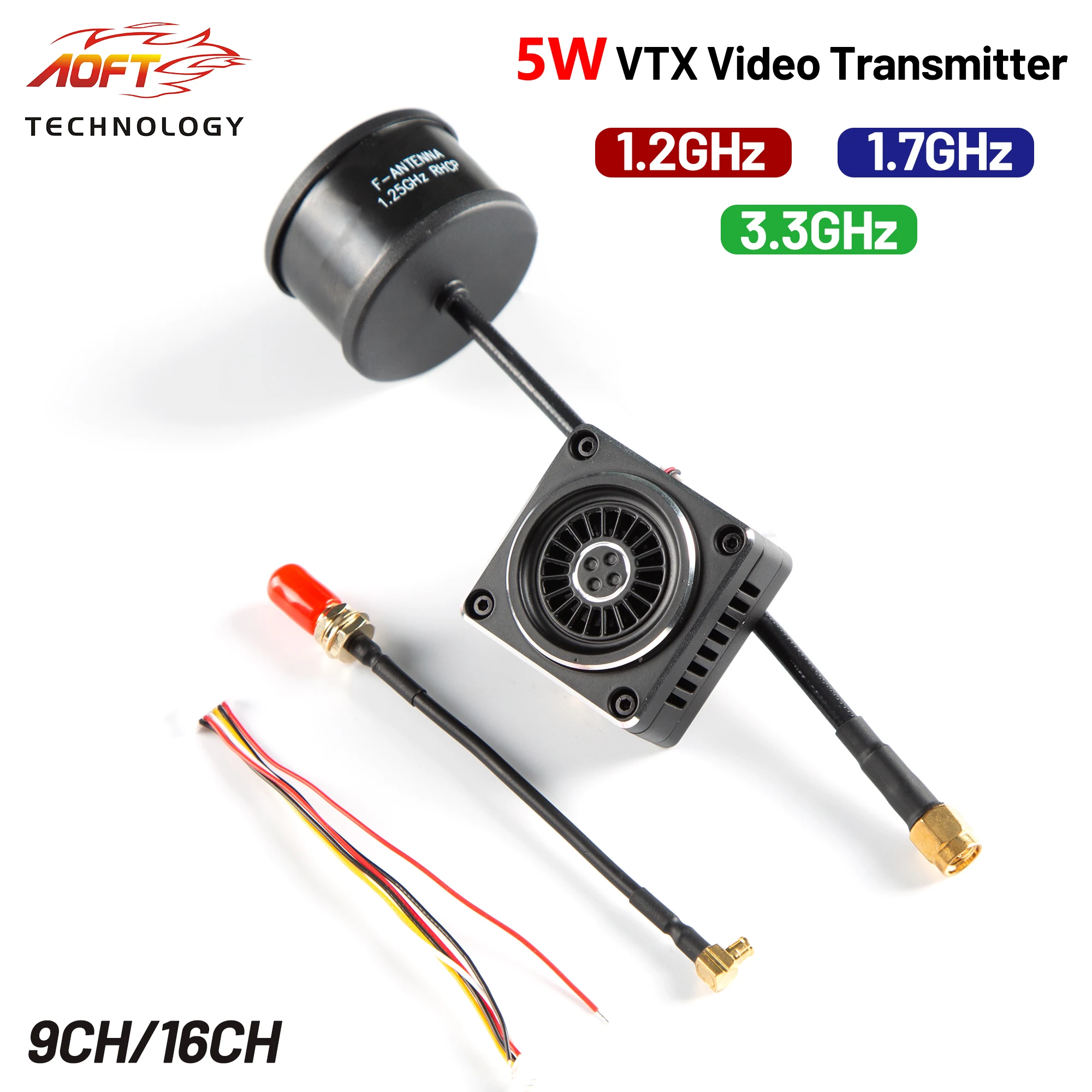 1.2GHz/1.7GHz /3.3GHz 5W Video Transmitter 9Channels 16Channels Alloy Shell FPV VTX DC 7V-36V for RC Long Rang Racer FPV Drone
1.2GHz/1.7GHz /3.3GHz 5W Video Transmitter 9Channels 16Channels Alloy Shell FPV VTX DC 7V-36V for RC Long Rang Racer FPV Drone
