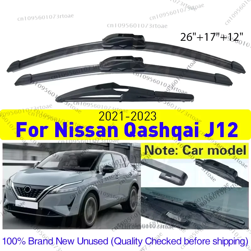 For Nissan Qashqai J12 2021 2022 2023 Car Front Rear Wiper Blades Soft Rubber Windshield Windscreen Window Rain Brush 26"17"12"
For Nissan Qashqai J12 2021 2022 2023 Car Front Rear Wiper Blades Soft Rubber Windshield Windscreen Window Rain Brush 26"17"12"