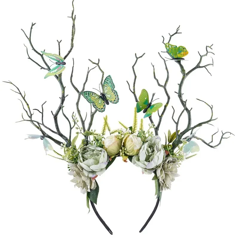 Green Flower Branch Headband Tree Hairband with Butterfly Woodland Headband Floral Forest Crown for Women Cosplay Photoshoot
Green Flower Branch Headband Tree Hairband with Butterfly Woodland Headband Floral Forest Crown for Women Cosplay Photoshoot