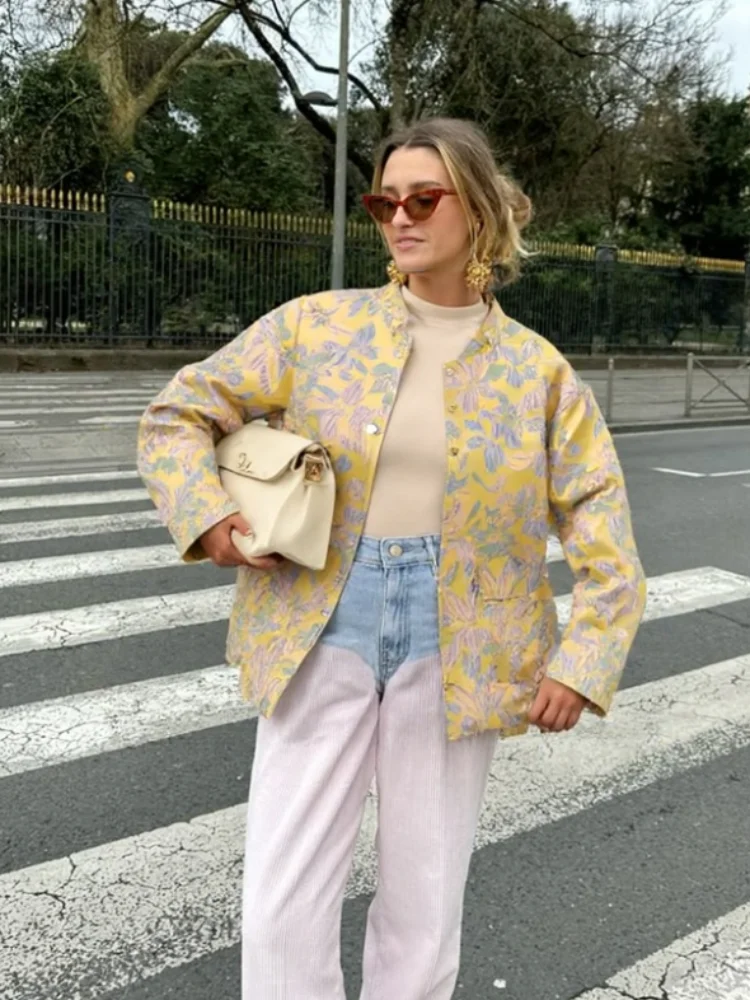Vintage Women's Print Jacket Coat Long Sleeve Button-up Cropped Coat Luxury Spring Fall Casual Women Short Streetwear
Vintage Women's Print Jacket Coat Long Sleeve Button-up Cropped Coat Luxury Spring Fall Casual Women Short Streetwear