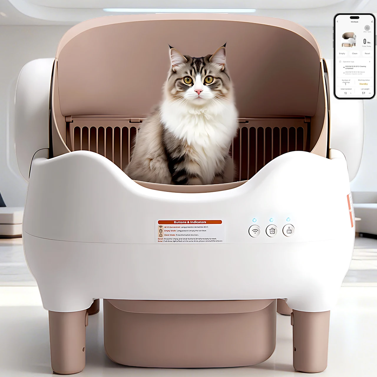 Self Cleaning Litter Box, Automatic Cat Litter Box with APP Control, Odor-Free Large Waste Bin, Open-Top for Multi Cats
Self Cleaning Litter Box, Automatic Cat Litter Box with APP Control, Odor-Free Large Waste Bin, Open-Top for Multi Cats