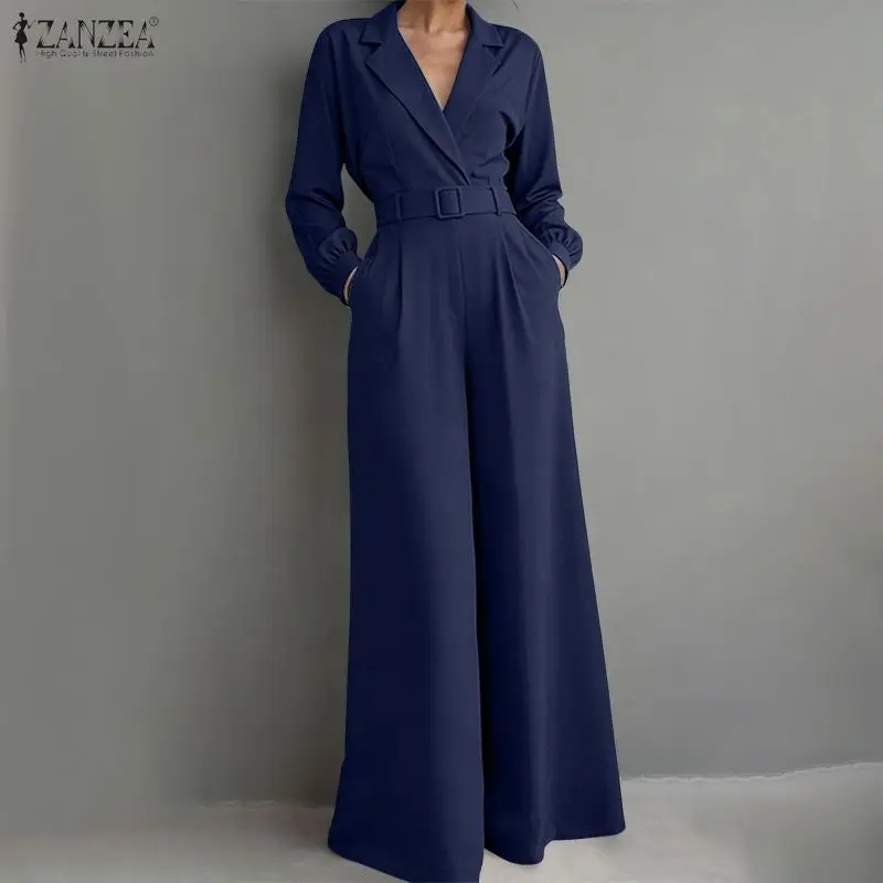 ZANZEA Women's Elegant Jumpsuits Lapel Neck Long Sleeve Belted Wide Leg Pant Overalls Summer Minimalist Office Work Playsuits
ZANZEA Women's Elegant Jumpsuits Lapel Neck Long Sleeve Belted Wide Leg Pant Overalls Summer Minimalist Office Work Playsuits