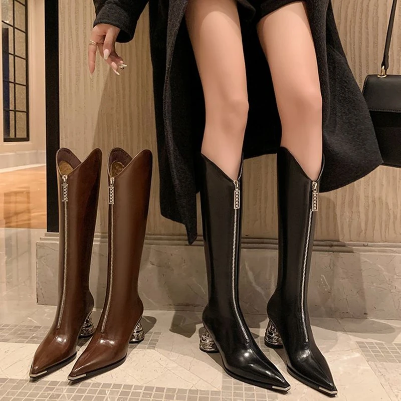NEW Autumn/Winter Women Boots Split Leather Shoes for Women Pointed Toe High Heel Shoes Knee-high Modern Boots Zipper Long Boots
NEW Autumn/Winter Women Boots Split Leather Shoes for Women Pointed Toe High Heel Shoes Knee-high Modern Boots Zipper Long Boots