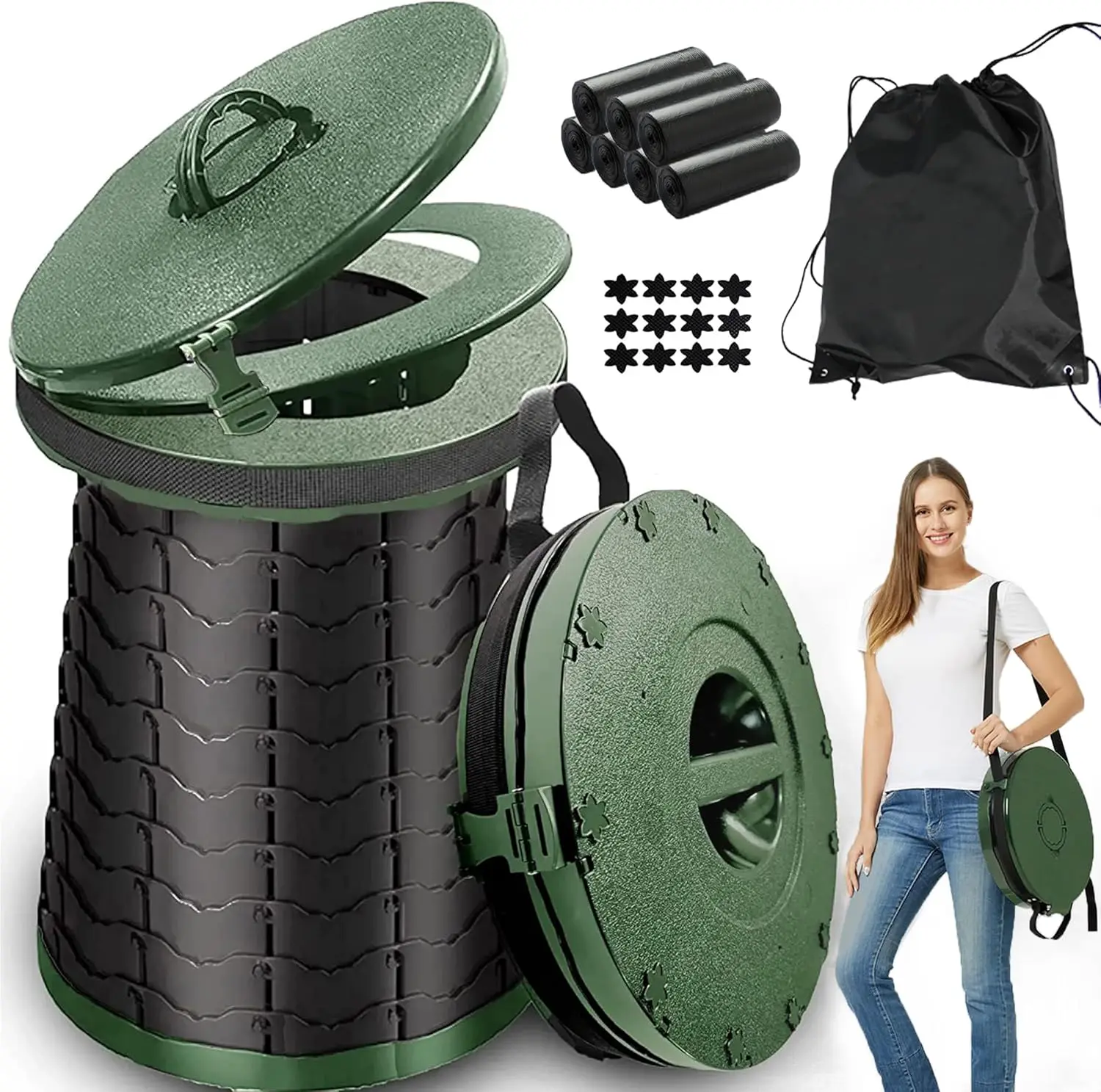 XXL Portable Toilet for Camping, 880lbs Capacity, Adjustable 19.7" H Outdoor Toilet with 7 Garbage Bags, Collapsible Loo for Adults
XXL Portable Toilet for Camping, 880lbs Capacity, Adjustable 19.7" H Outdoor Toilet with 7 Garbage Bags, Collapsible Loo for Adults