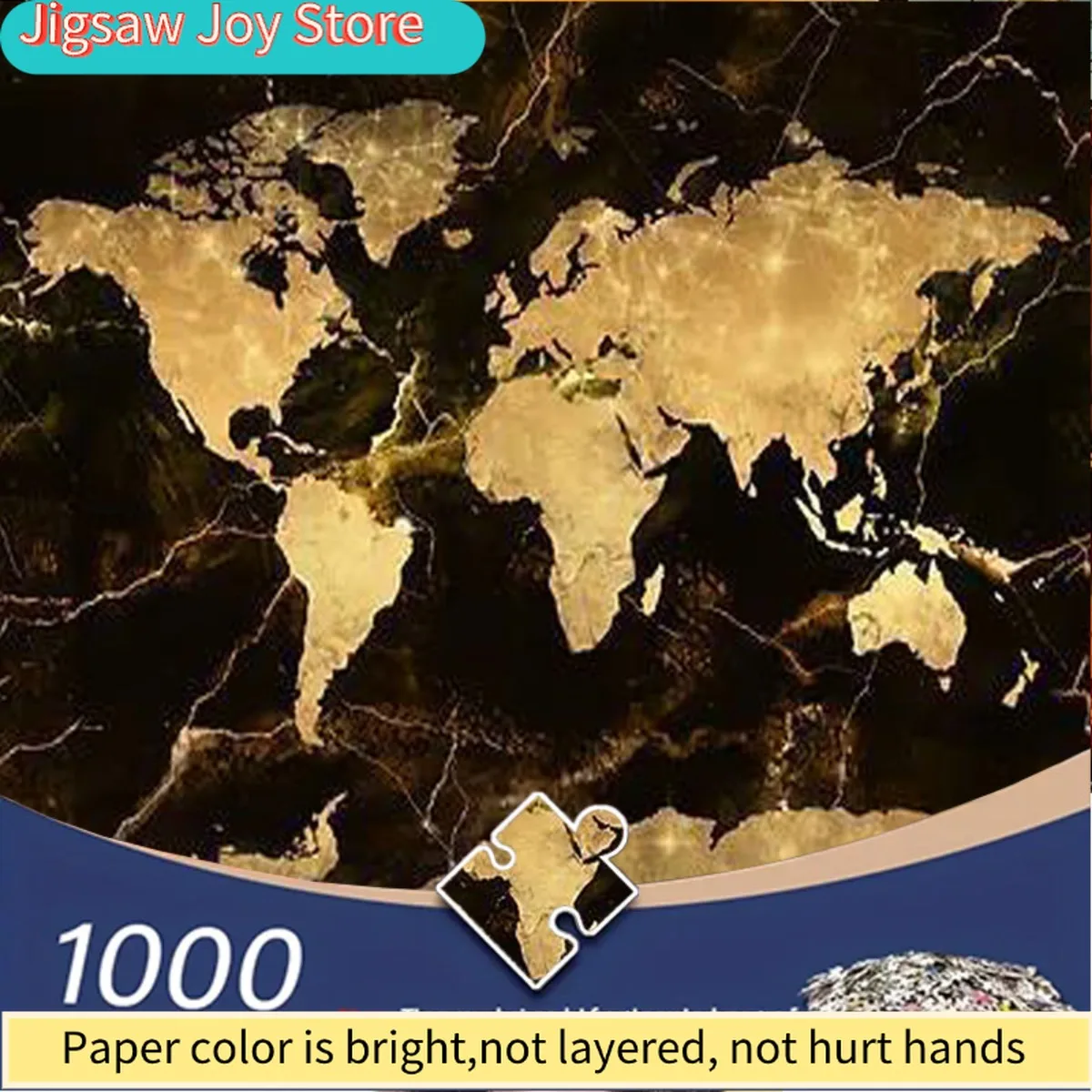 Пазл для взрослых с золотой картой мира на темном фоне с эффектом трещин, идеально подходит для обучения.
Пазл для взрослых с золотой картой мира на темном фоне с эффектом трещин, идеально подходит для обучения.