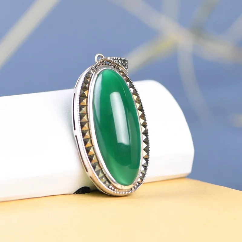 43MM Long Oval Transparent Agate Pendants for Women 925 Sterling Silver Exotic Marcasite Necklaces NO Chains Fashion Jewelry
43MM Long Oval Transparent Agate Pendants for Women 925 Sterling Silver Exotic Marcasite Necklaces NO Chains Fashion Jewelry