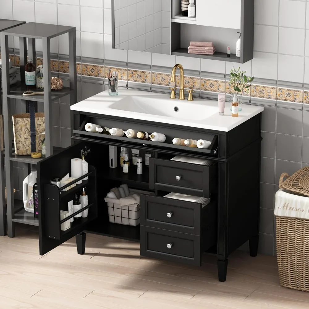 36" Bathroom Vanity with Sink Top Combo Set, Solid Wood Frame Bathroom Cabinet with 2 Drawers and a Tip-Out Drawer,
36" Bathroom Vanity with Sink Top Combo Set, Solid Wood Frame Bathroom Cabinet with 2 Drawers and a Tip-Out Drawer,