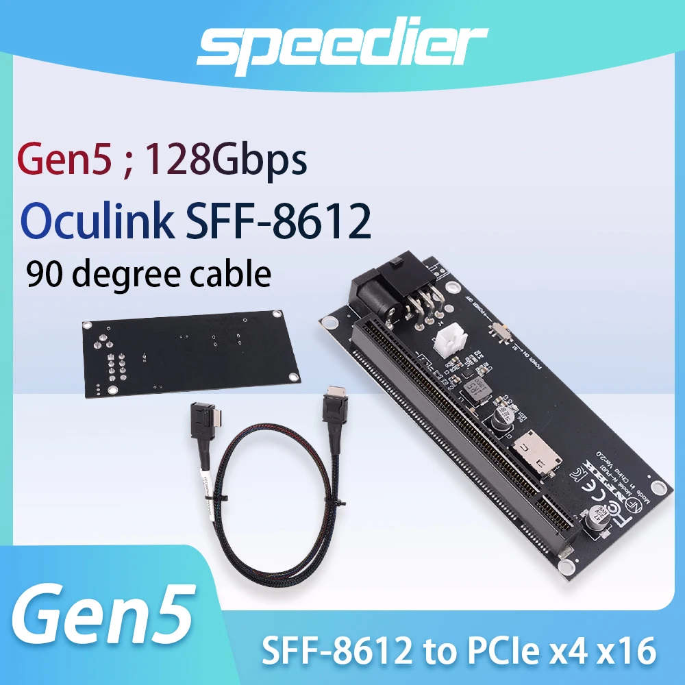 Oculink SFF-8612 To PCIe X4 X16 Adapter Card 90 Degree Cable for GPU Powered By DC 12V Compatible PCIe 4.0 3.0 SSF-8611 4i
Oculink SFF-8612 To PCIe X4 X16 Adapter Card 90 Degree Cable for GPU Powered By DC 12V Compatible PCIe 4.0 3.0 SSF-8611 4i