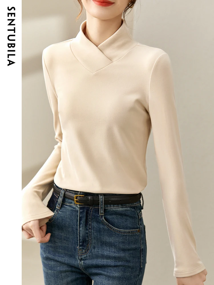 SENTUBILA теплые пуловеры для женщин, осень 2022, тонкие черные футболки с косым воротником и длинными рукавами, повседневный базовый женский топ 124T45995
SENTUBILA теплые пуловеры для женщин, осень 2022, тонкие черные футболки с косым воротником и длинными рукавами, повседневный базовый женский топ 124T45995