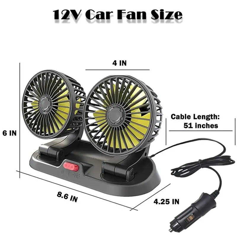 【Price Drop !!】-For Car 12V Dual Head Cooling Fan, 360° Rotatable, With For Car Plug, Fast Heat Dissipation For SUV, Aut
【Price Drop !!】-For Car 12V Dual Head Cooling Fan, 360° Rotatable, With For Car Plug, Fast Heat Dissipation For SUV, Aut