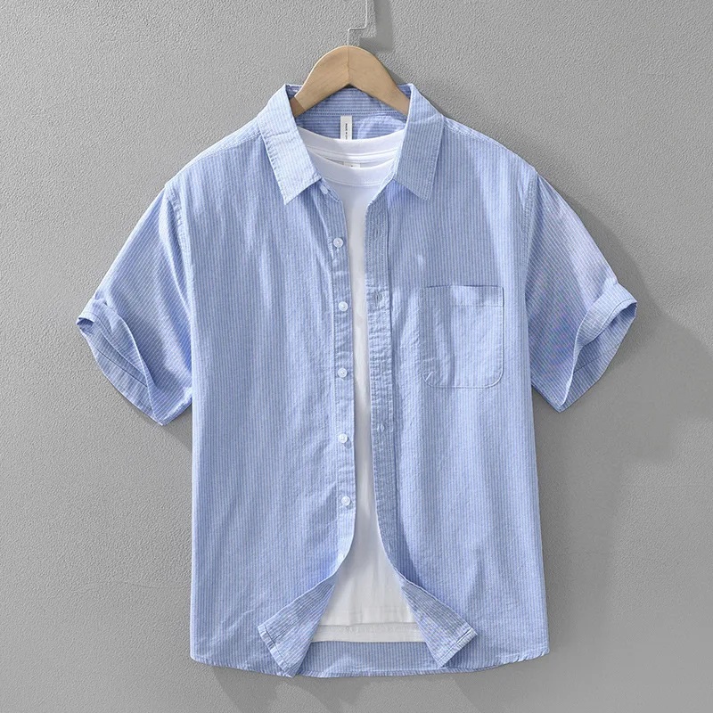 Men's Japanese Style Striped Short Sleeve Shirt Fresh Artistic Casual Loose Versatile Top
Men's Japanese Style Striped Short Sleeve Shirt Fresh Artistic Casual Loose Versatile Top