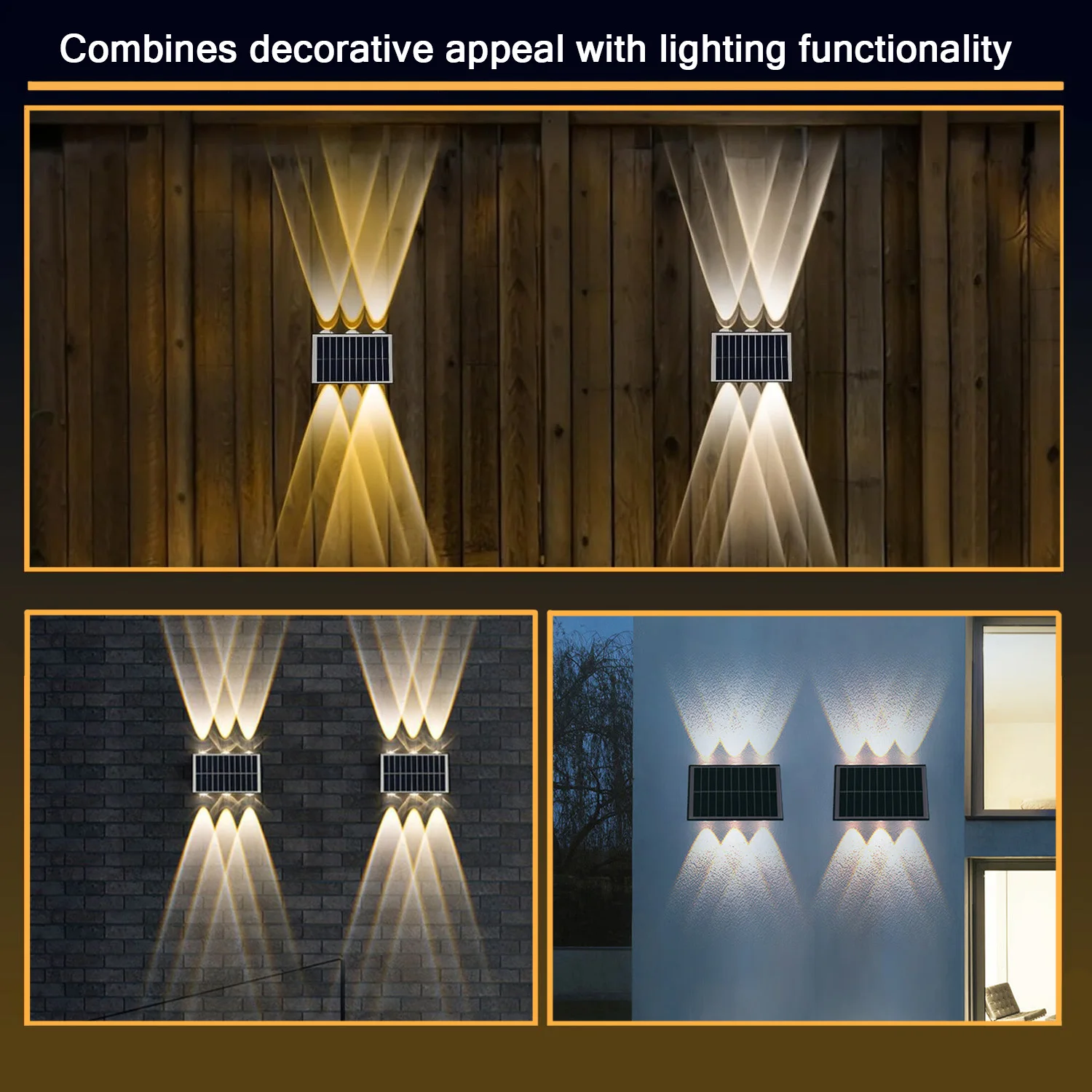 Solar Outdoor Wall Lights 1/3/6 Pack, 8 LED Warm White Solar Wall Sconce, Waterproof Exterior Garden Patio Lamp
Solar Outdoor Wall Lights 1/3/6 Pack, 8 LED Warm White Solar Wall Sconce, Waterproof Exterior Garden Patio Lamp
