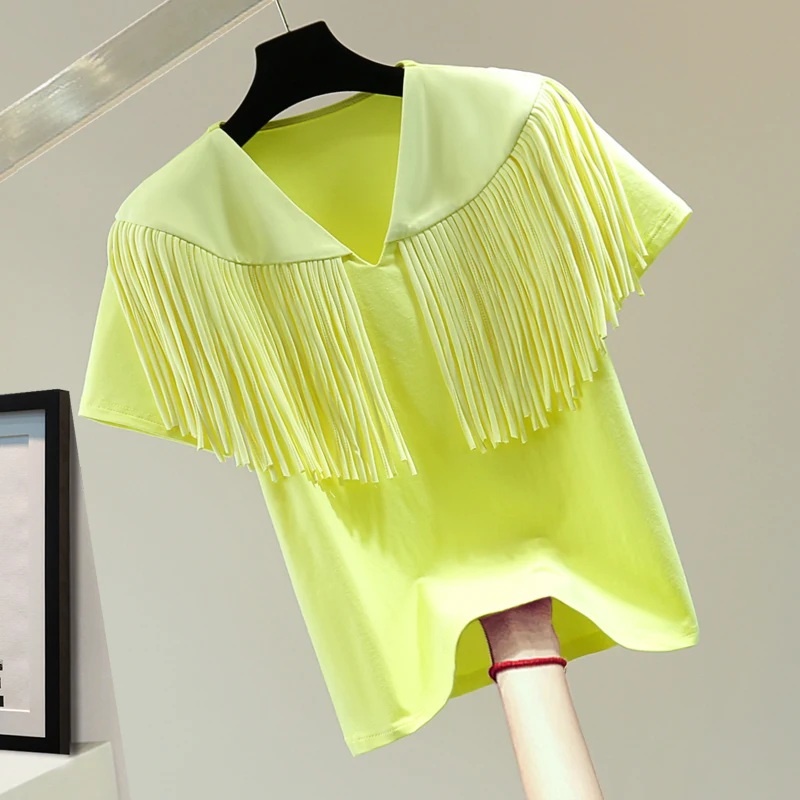 Elegant V-Neck Spliced Short Sleeve Tassel Blouse Women's Clothing 2023 Summer New Oversized Casual Pullovers Office Lady Shirt
Elegant V-Neck Spliced Short Sleeve Tassel Blouse Women's Clothing 2023 Summer New Oversized Casual Pullovers Office Lady Shirt