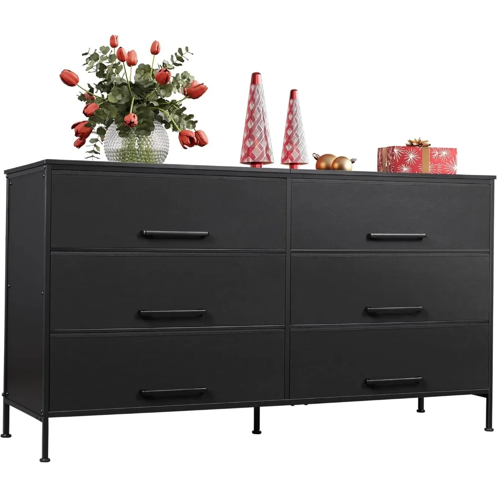 Wide Fabric Dresser, 6 Drawer Dresser TV Stand for 68" TV, with Fabric Bins, White Dresser for Bedroom, Closet, Hallway, Black
Wide Fabric Dresser, 6 Drawer Dresser TV Stand for 68" TV, with Fabric Bins, White Dresser for Bedroom, Closet, Hallway, Black