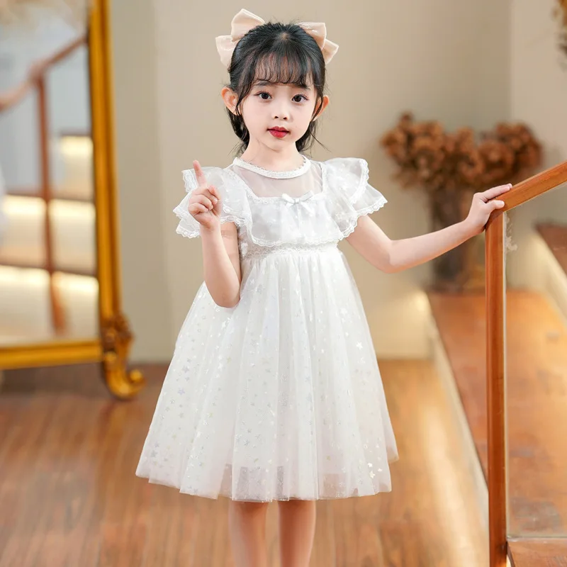 Children's Dress Summer New Girls' Ruffle Sleeve Lace Princess Dress Star Mesh Cotton Dress
Children's Dress Summer New Girls' Ruffle Sleeve Lace Princess Dress Star Mesh Cotton Dress