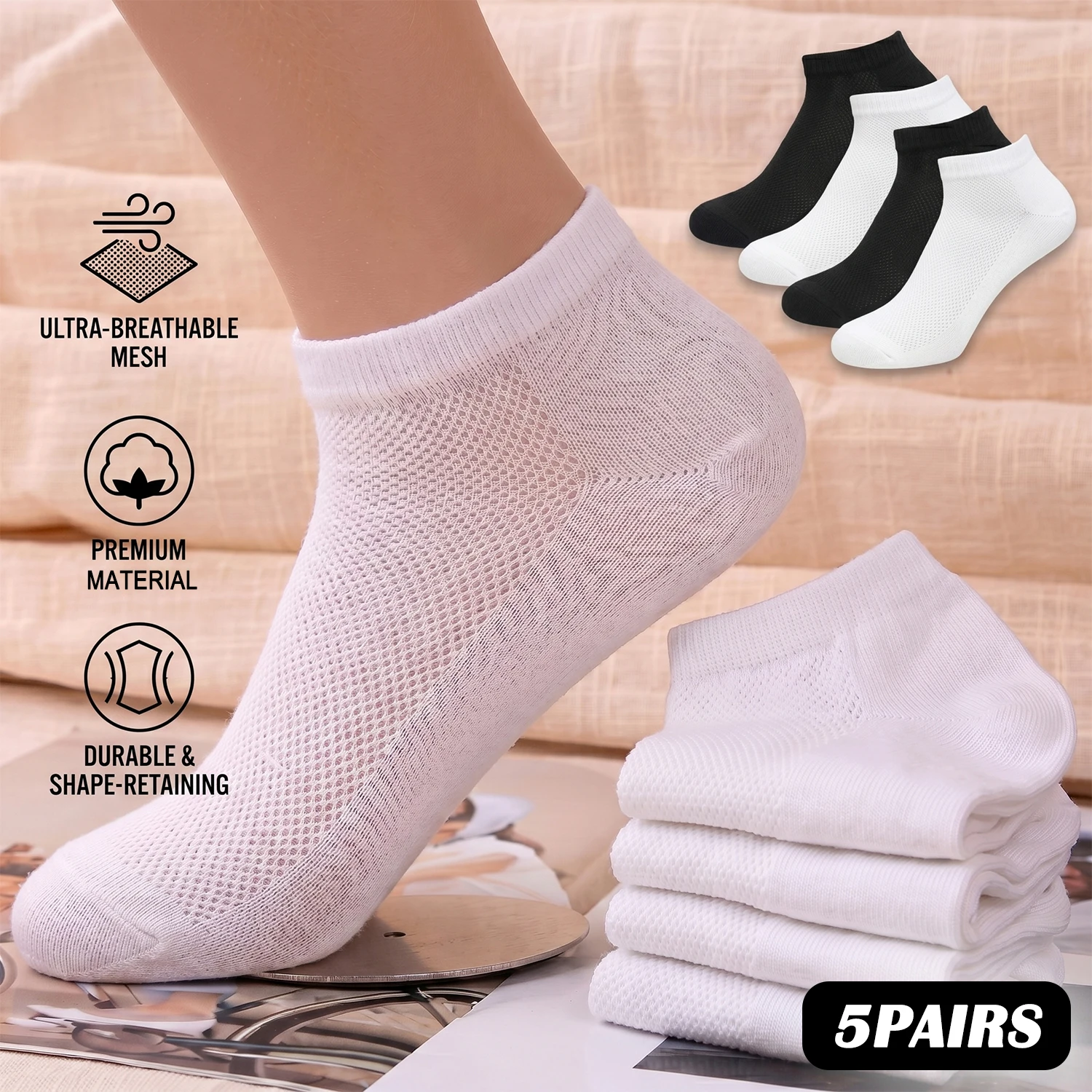 5Pairs Men Socks Ankle Socks Breathable Thin Mesh Summer Socks Men EUR 39-45 Casual Running Gym Athletic Daily Wear
5Pairs Men Socks Ankle Socks Breathable Thin Mesh Summer Socks Men EUR 39-45 Casual Running Gym Athletic Daily Wear