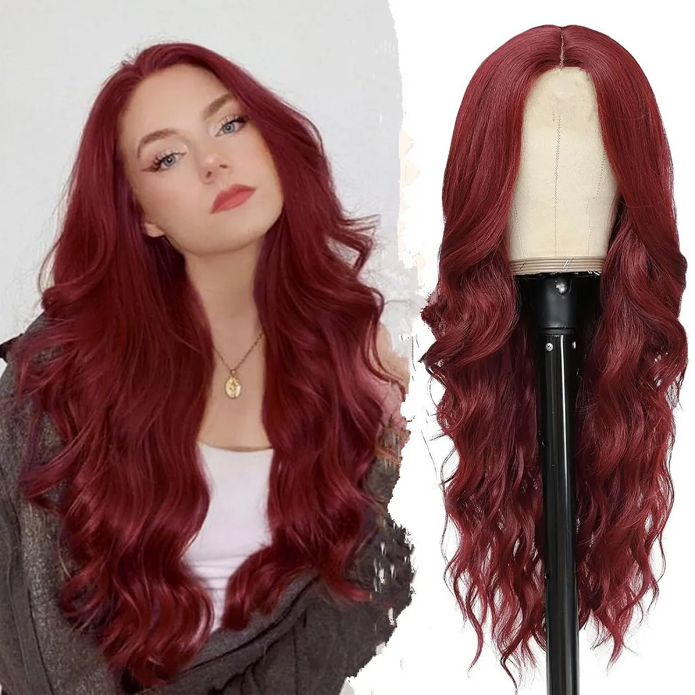 Synthetic wig, burgundy color, long wavy style, Halloween cosplay costume, role-playing party, hot weather hairpiece
Synthetic wig, burgundy color, long wavy style, Halloween cosplay costume, role-playing party, hot weather hairpiece