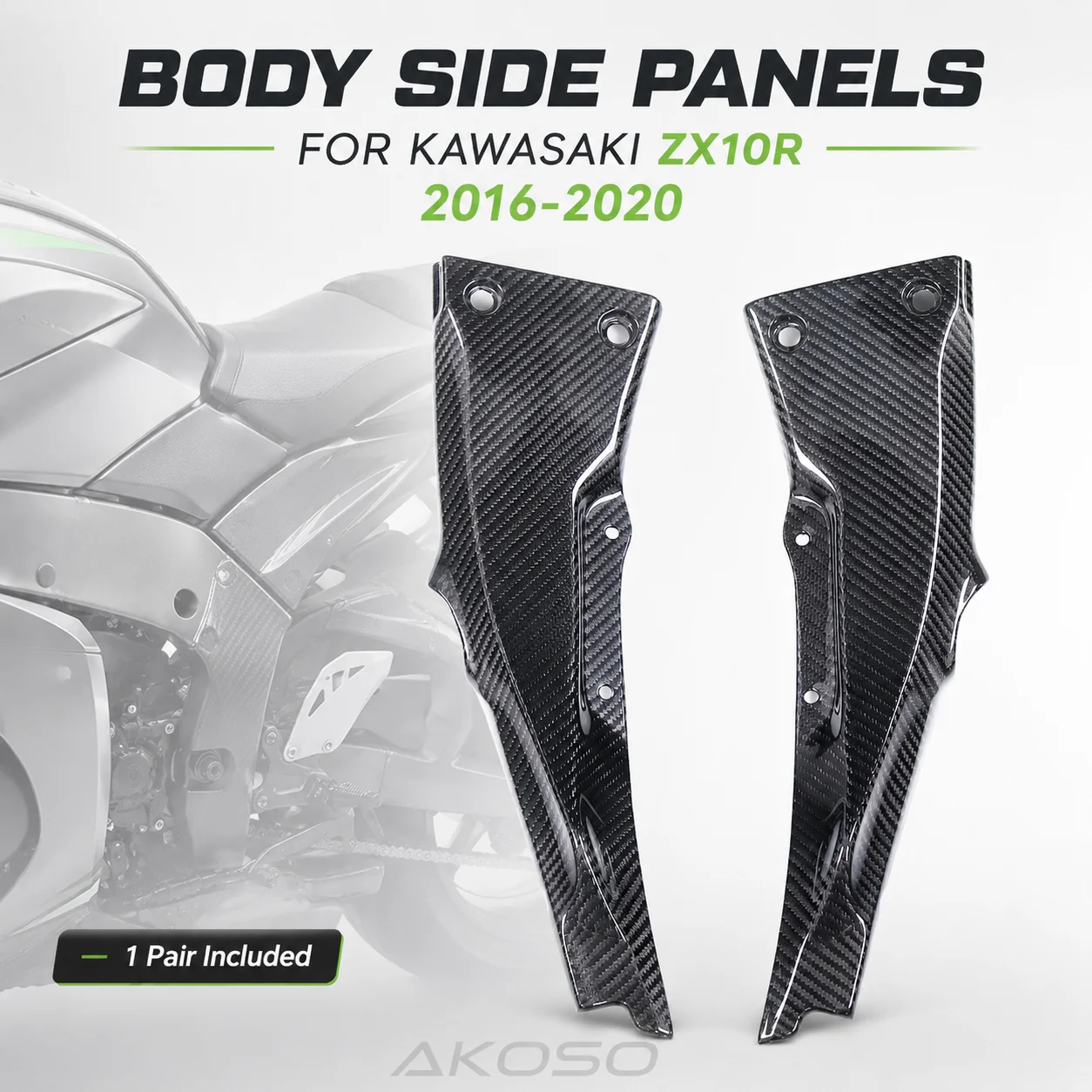 Body Side Panels Side Fairing Covers Carbon Fiber Side Body Trim for Kawasaki ZX10R ZX-10R Ninja 2016-2020 Motorcycle Parts
Body Side Panels Side Fairing Covers Carbon Fiber Side Body Trim for Kawasaki ZX10R ZX-10R Ninja 2016-2020 Motorcycle Parts