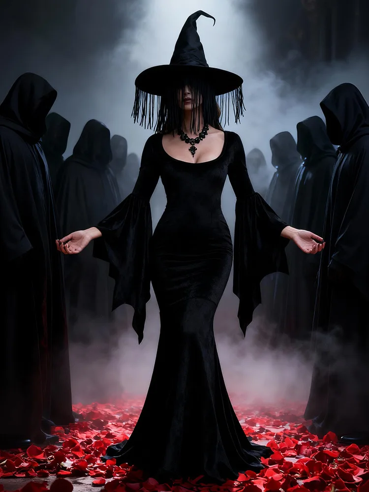 Dark Gothic Style Long Dress Halloween Bat Witch Performance Costume Makeup Ghost Bride Elegant Ethnic Stage Outfit
Dark Gothic Style Long Dress Halloween Bat Witch Performance Costume Makeup Ghost Bride Elegant Ethnic Stage Outfit